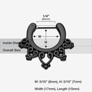 Detail View 1 of Colorline Royal Bliss Filigree Septum Clicker-Black